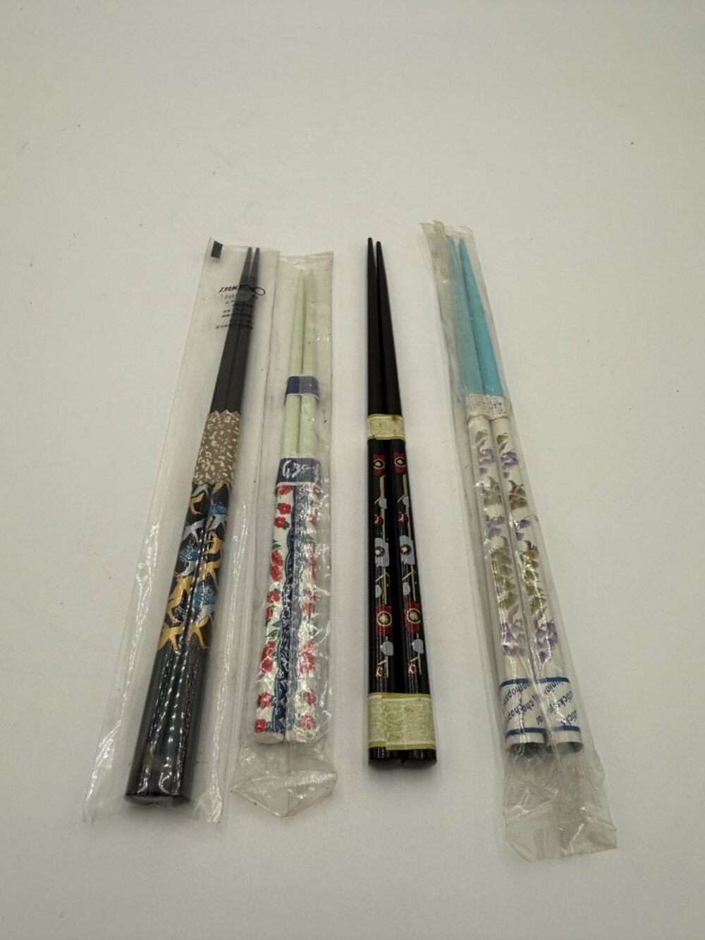 Vintage Set Of 4 Pairs Japanese Chopsticks Floral Asian Hair Pin Patterns Origin
